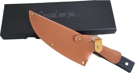 T&M Knives Premium Koksmes Torgnys - 30cm Keukenmes Geschaafd En Gehamerd Staal - Inclusief Cadeaubox en Beschermhoes