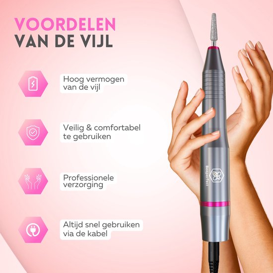 Beeperfect Elektrische Nagelvijl–Pedicureset - 20.000 RPM– Grijs