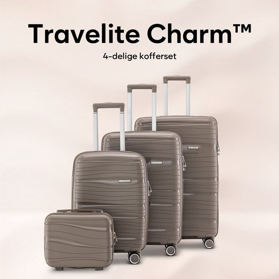 SC Travelin' Charm Handbagage Koffer – 40L – Cijferslot – 35x21x54 cm – Lichtgewicht & Duurzaam – Inclusief Gratis Pouch – Champagne
