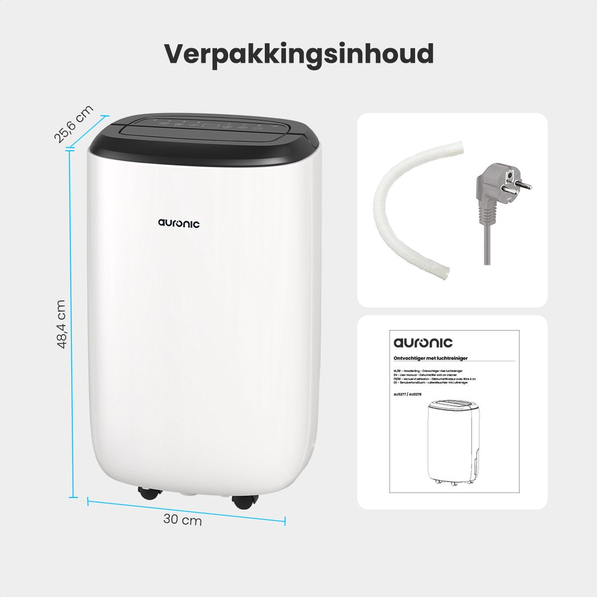 Auronic Luchtontvochtiger en Luchtreiniger - Pro Plus Series - Slaapkamer en Woonkamer - Ontvochtigt 10L per dag in Huis - Was-droog functie - Wit