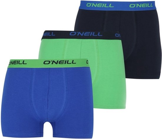 O'Neill Herenboxers 3-pack – Cloudy Blue, Black & Green – Maat S – Zacht, Ademend & Comfortabel