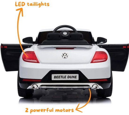 Coast 12V kinderauto met 2,4 g afstandsbediening met muziek en LED -lichten wit 115 x 67 x 57 cm wit