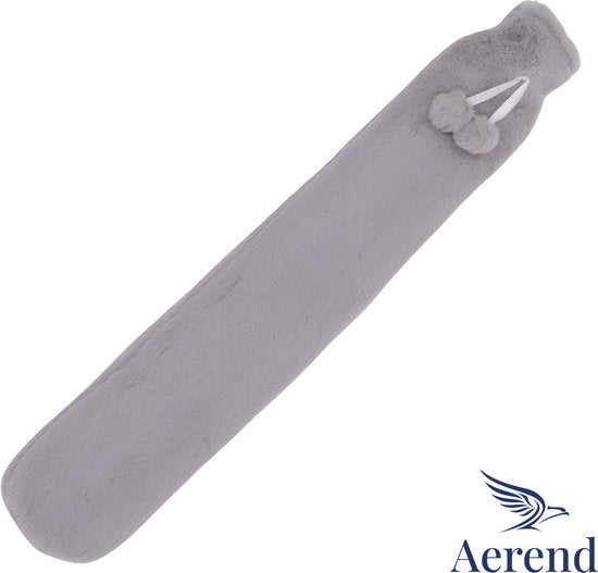 Aerend warmtekussen - Extra Lange kruik met hoes – Warmwaterkruik met Fleece Hoes – 2,5 Liter – Verlicht Nek, Schouder & Buikpijn – Beige
