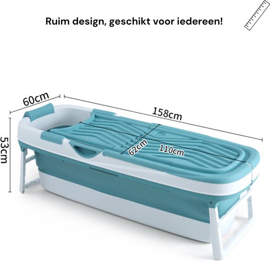 Livista Zitbad - XXL - Opvouwbaar - 158 cm - LED - Rugkussen - Blauw
