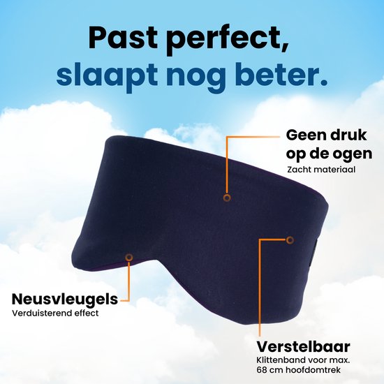 PurelyGoods® Slaapmasker - Oogmasker - Verduisterend - Mannen en Vrouwen - Katoen - Donkerblauw
