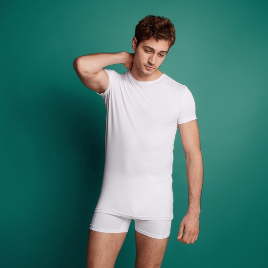 Ten Cate Heren T-shirt – Maat L – Bamboe – Wit – Ronde Hals – Comfortabel & Ademend