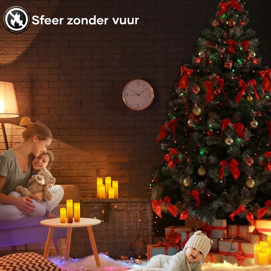 Happy Goods® - 9 delige Led kaarsen set - ECHTE WAX - 2 afstandsbedieningen – bewegende vlam