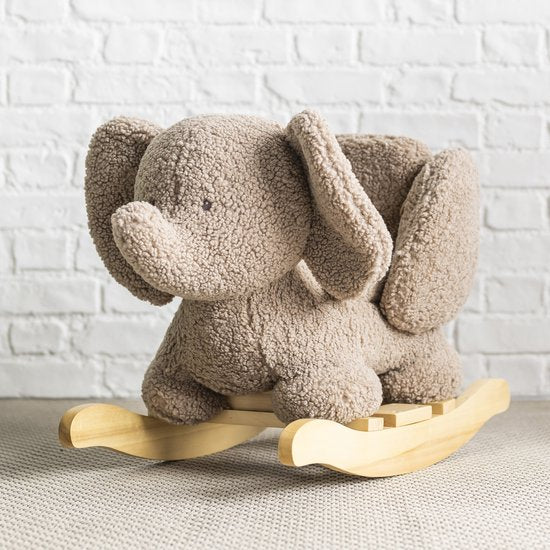 Nattou Teddy Olifant Hobbelpaard – Schommeldier met Zacht Zitje 59 x 45 cm – Taupe