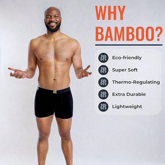 Bamboo Elements Boxershorts - 3 Stuks - Zwart - maat L