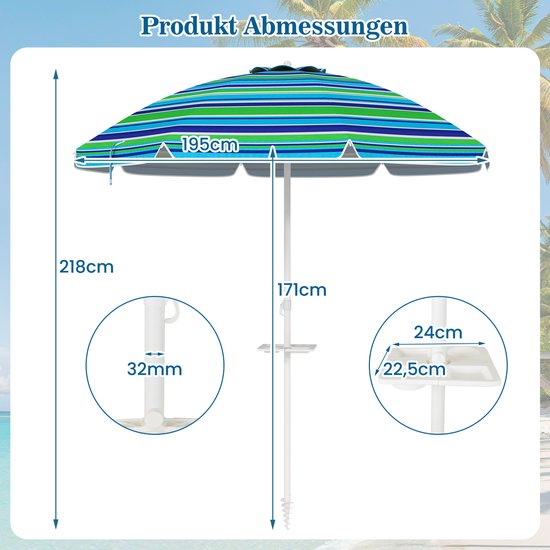coast Strandparasol – Kantelbaar & UPF 50+ – Ø250 x 250 cm – Groen