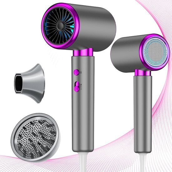 MKSS® Fohn met Diffuser - Zilver met Paars