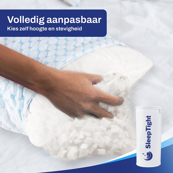 Sleeptight Verstelbaar Hoofdkussen – 70 x 50 x 16 cm – Ergonomisch Traagschuim Kussen voor Zijslapers
