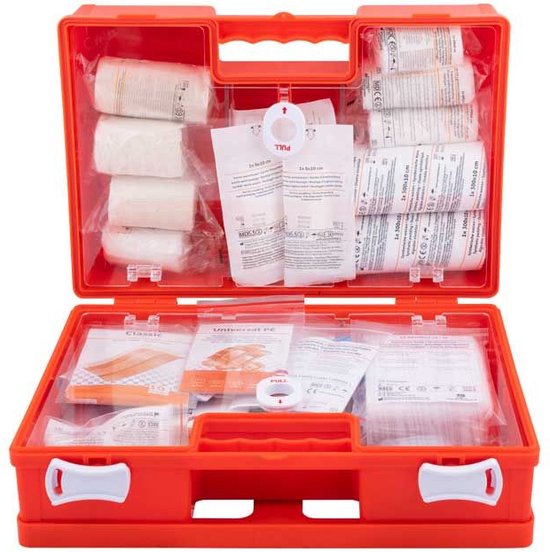 Carpoint EHBO Koffer A – 26-delig – Met Wandhouder – Dubbelvaks – 43x30x16 cm – Oranje