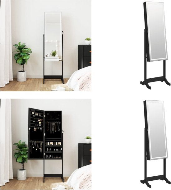 Coast 18 Led sieradenkast Holsbaar Design sieradenplank met volledig lichaamsniveau 35 × 31,5 x 145 cm zwart