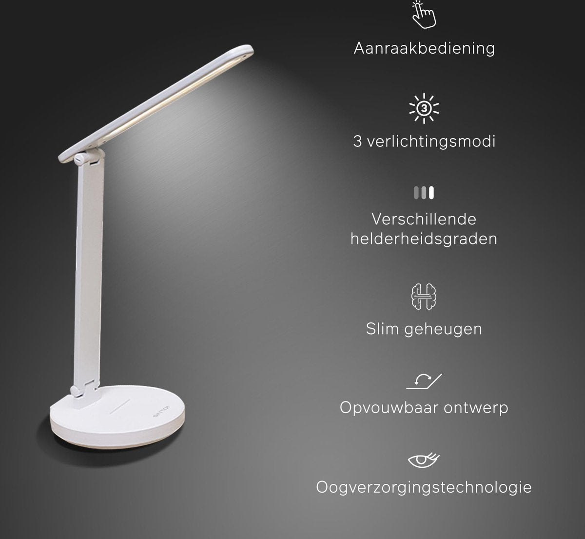 Bintoi® DL100 - Bureaulamp LED - Leeslamp - Bedlamp - Touch Control - Dimbaar - Wit en Warm Licht