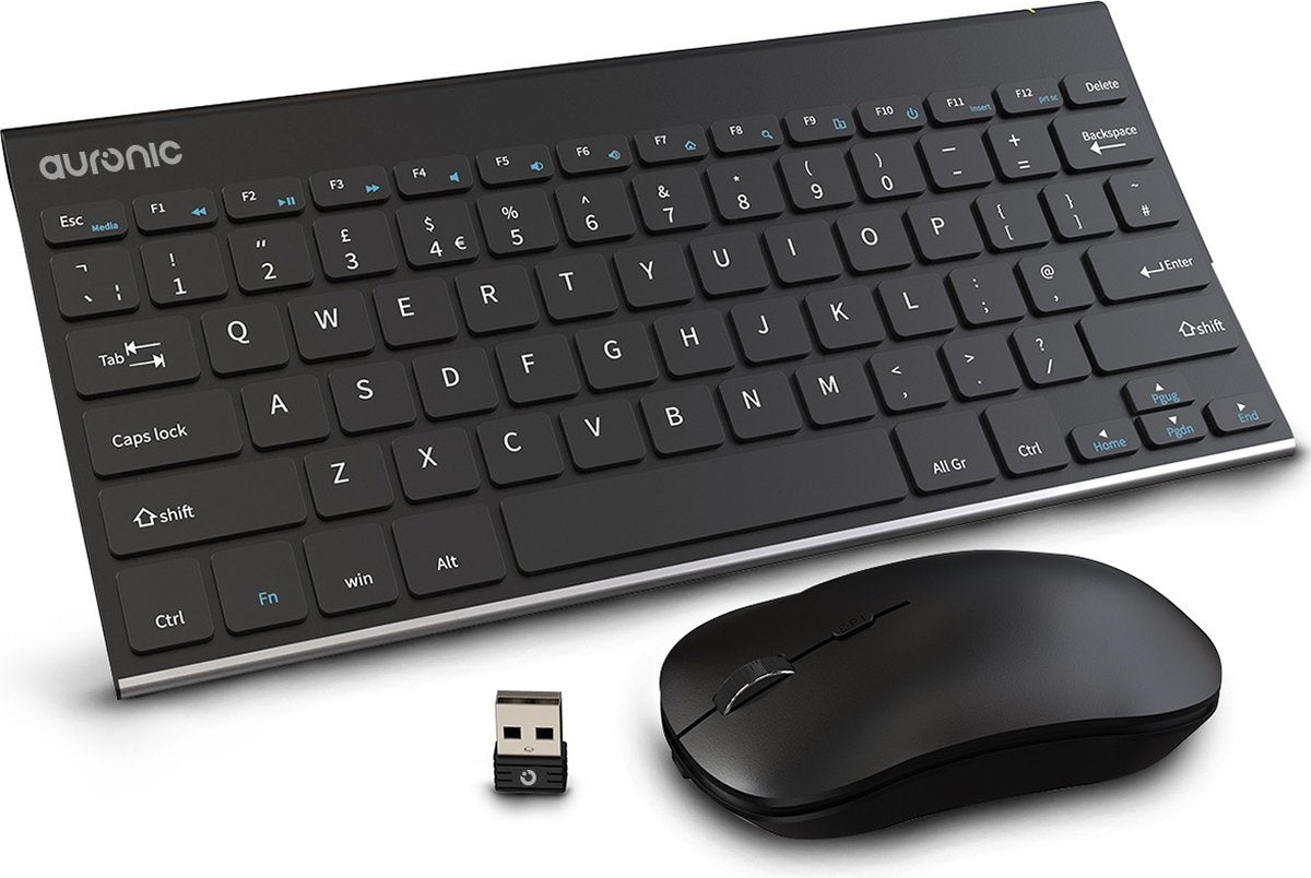Auronic Draadloos Toetsenbord en Muis - QWERTY - Zwart