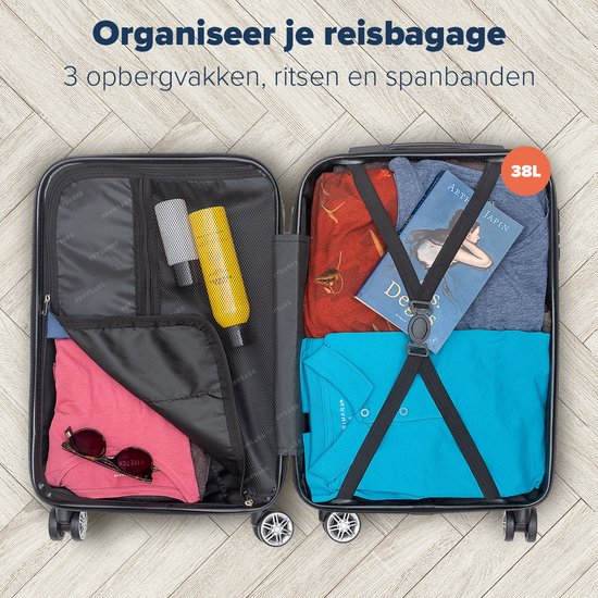 TRVLMORE Koffer - Handbagage Trolley - Cijferslot - Trolley - 54x36x20cm - 38L - Donkergroen