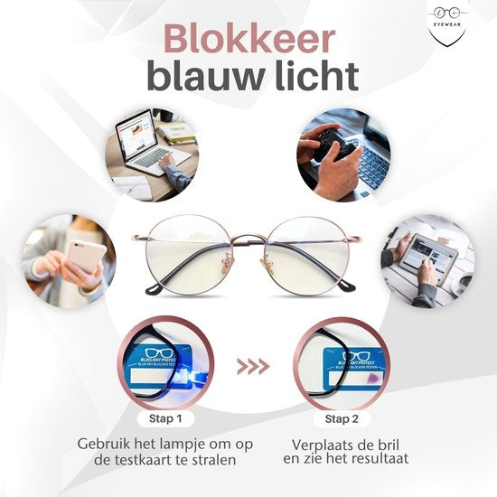 LC Eyewear Computerbril - Blauw Licht Bril - Blue Light Glasses - Beeldschermbril - Metaal - Unisex - Rose Gold