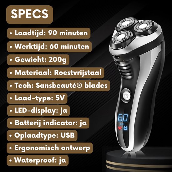 2-in-1 Scheerapparaat Mannen met Trimmer S1111 + Extra Scheerkop - Sansbeaute® - Nat & Droog - Elektrisch - Waterproof