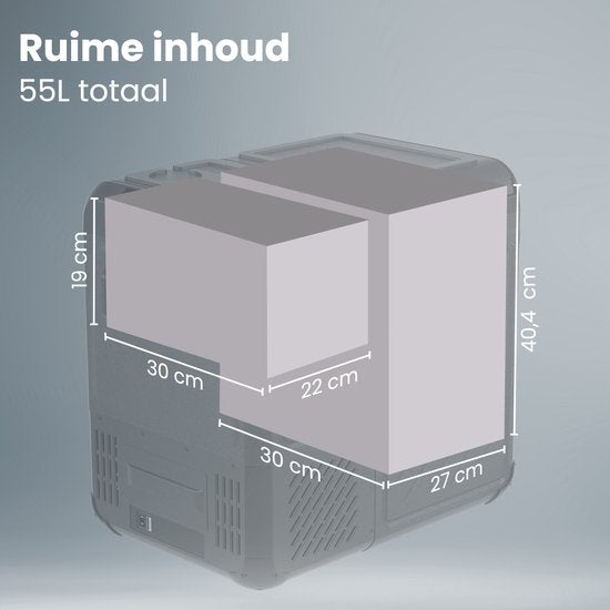 Auronic Koelbox – 2 Koelzones – 55 liter – 67 x 40,5 x 56,7 cm – Zwart/Grijs