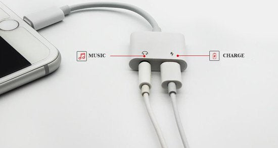 Audio splitter lightning - Iphone - Opladen & audio- Lightning en AUX splitter