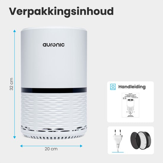 Auronic Luchtreiniger - Air Purifier met HEPA Filter - Verwijdert 99,97% - 25W - 3 Standen - Wit