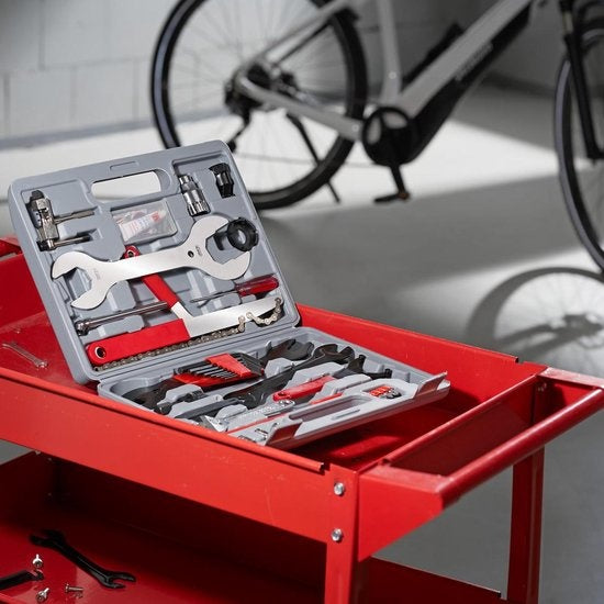 tectake - Fietsgereedschap gereedschapskoffer - 50-delig - grijs - 403284