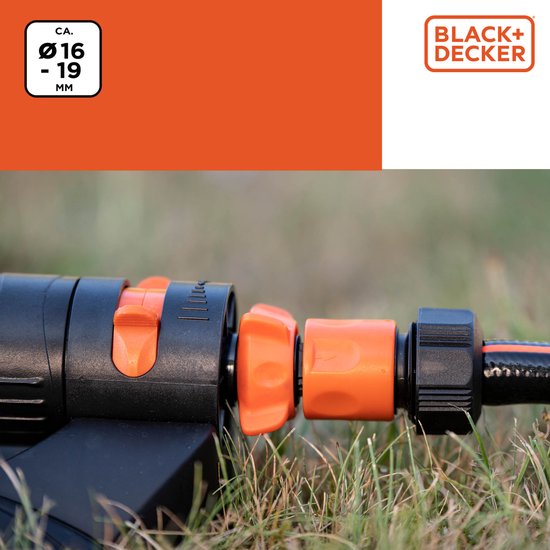 BLACK+DECKER Tuinslang Snelkoppeling - 5/8'-3/4' - ⌀16-19 mm - Kunststof - Zwart/ Oranje