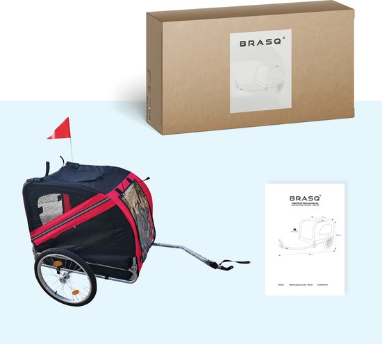 BRASQ Hondenfietskar – Rood/Zwart – Tot 40kg – Opvouwbaar met Reflectoren