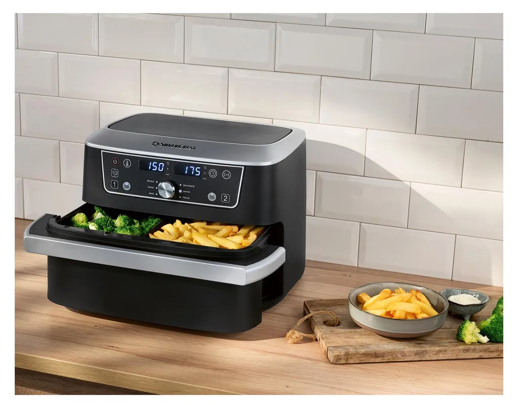 SilverCrest Ultrazone Airfryer SHFDA 2600 A1 - Dual Zone - 2x 5,5L - 2600W - Sync-Finish