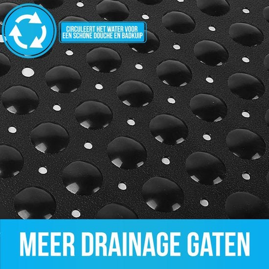 Avalo Badmat / Antislipmat Douche - 53x53CM - Zwart - Met Zuignappen - Douchemat Antislip voor Douche - Badkamermat