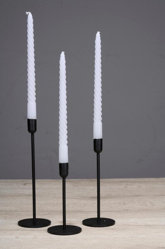 Arti Casa Kandelaars - 3 Stuks - Metaal - Voor Ø2cm Kaarsen - Zwart