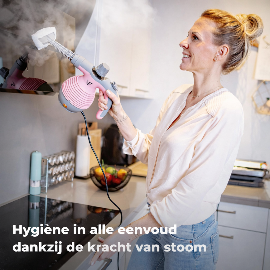 Hand stoomreiniger - Stoomregeling - Inclusief 10 accessoires - 350 ml tank - Roze