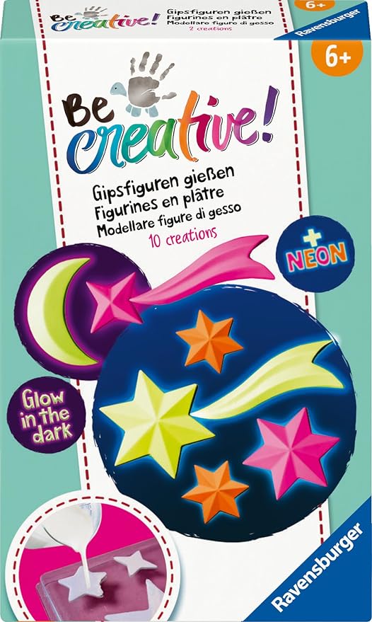 Ravensburger BeCreative Mini Lichtgevende Sterren - Wit - 10 Delig - Vanaf 6 Jaar - 18,3 x 11,5 x 3,7 cm
