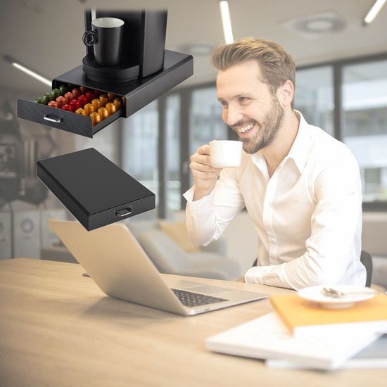 BRASQ Capsulehouder voor Nespresso Capsules - Opbergbox met Lade - 50 Cups - Koffiecups houder Zwart