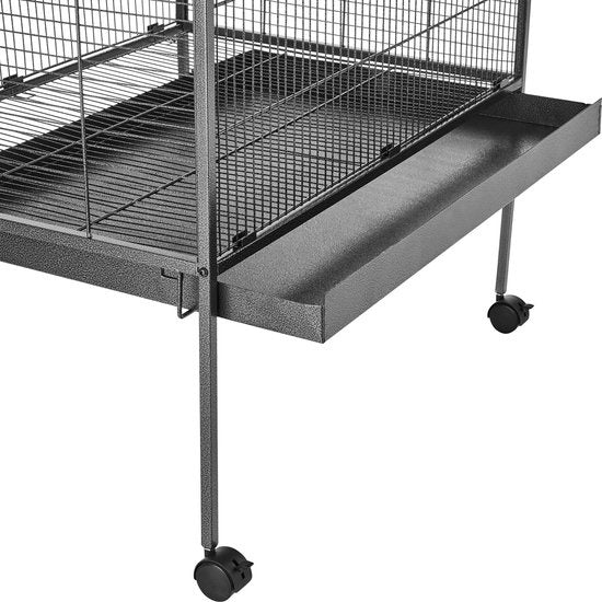 tectake® - vogelkooi - volière - met puntdak - 168 cm hoog - op wieltjes