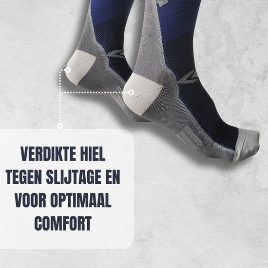 Sandside Steunkousen Compressie Sokken - Compressiekousen - Hardloopsokken - Premium Actief - Donkerblauw - Maat 36-40 S/M -2 Paar