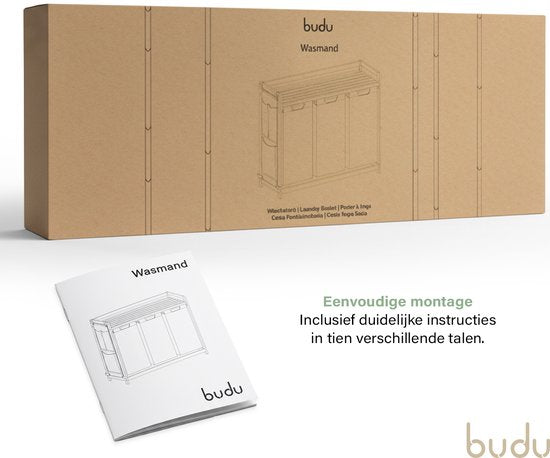 Budu Wasmand 3 vakken - Wassorteerder - Wasmanden Bamboe - 150L