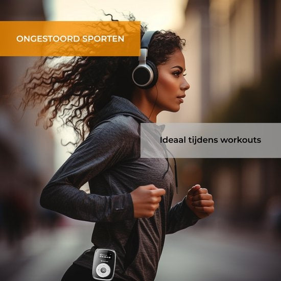 Denver MP3 Speler Incl. Oordopjes - 32GB - Shuffle modus - Kinderen & Volwassenen - Bevestigingsclip - AUX - MicroSD - MPS316 - Zwart