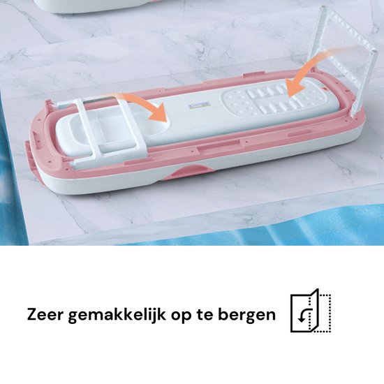 Livista® - Opvouwbaar XXL Bad - Roze - Zitbad - Inklapbaar - Bath Bucket - 158 CM LANG - XXL - Incl. Onderwater LED Lichten en Rugkussen