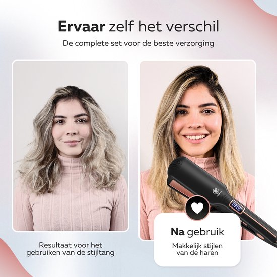 Beeperfect® Stijltang Pro Straight - Stijlen & Krullen - Stijltangen - Hair Straightener - 80℃ t/m 230℃ - Incl. Hittemat