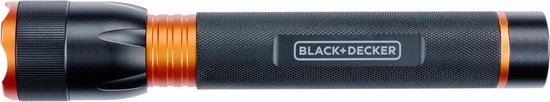 BLACK+DECKER LED Zaklamp 350 Lumen - 6W - 200M Bereik - 3 Lichtstanden: Hoog, Laag, Pulserend - Zwart/Oranje