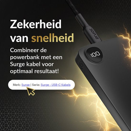 Surge USB C naar USB C kabel - 100W - 2 Meter Oplaadkabel - Snellader met 15% Kevlar - Geschikt voor o.a. Samsung / MacBook / iPhone 15 en 16 / iPad Pro