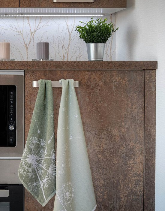 DoubleDry Luxe Keukenhanddoeken Set - 6 Stuks - 50x50 cm - 100% Katoen - Hoge Absorptie & Duurzaam - Dandelion, Groen