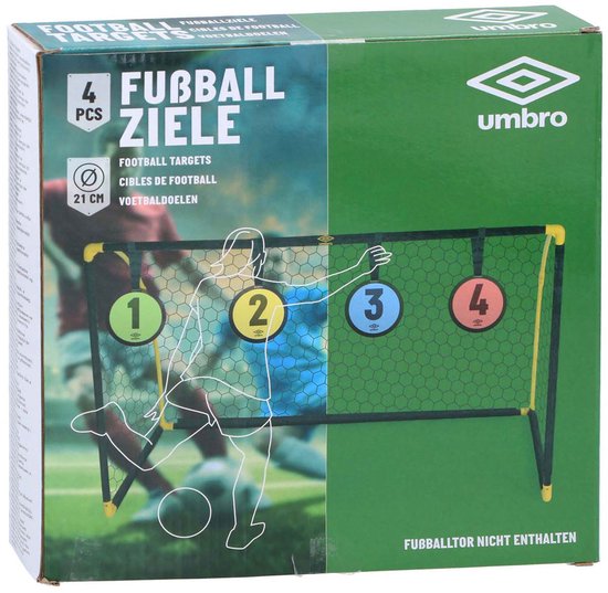 Umbro Voetbaldoelen - 4 Targets - ⌀ 21 CM - Train Nauwkeurigheid en Reactietijd - Groen/ Geel/ Blauw/ Rood