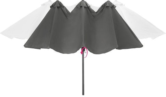 tectake® - Dubbele parasol Silia - Terrasparasol - XXL-parasol - grijs - 404256