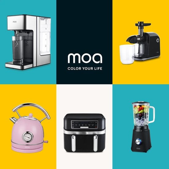 MOA Waterkoker Retro - 1.8L - RVS - BPA vrij - 2200W - 21.30x21.40x28.60 cm - Pastel roze