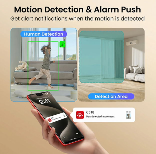 ZOSI Binnencamera - 4 MP 2,5K - Wi-Fi - 360° Draaibaar - Bewegingsdetectie - Nachtzicht - Tweeweg-audio - Appbediening