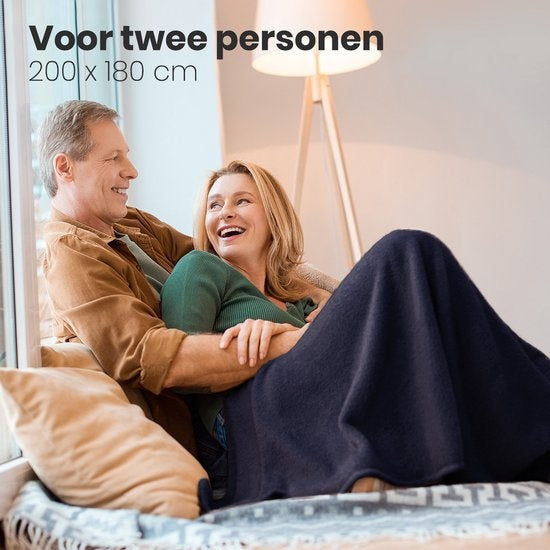 Auronic Elektrische Warmtedeken - Bovendeken - 2 Persoons - 3 Warmtestanden - Met Timer - 200 x 180 cm - Blauw