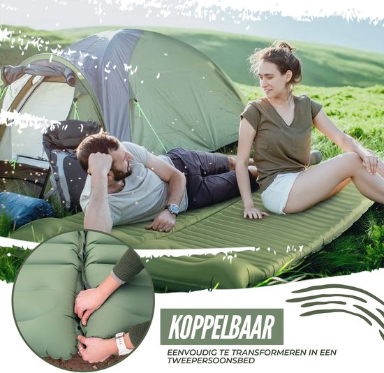 Ever Trex Slaapmat Comfort - 193x70x10cm - Ingebouwde Pomp - 1 Persoons - Camping Matras - Zelfopblaasbaar - Groen